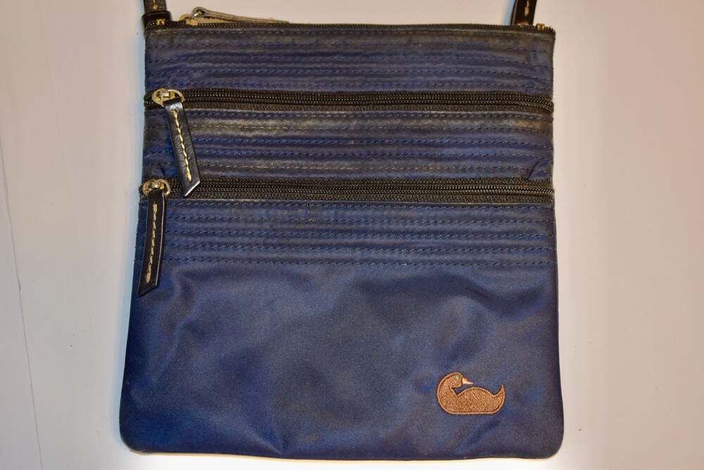 Dooney & Bourke Nylon Triple Zip Crossbody Bag Navy Blue